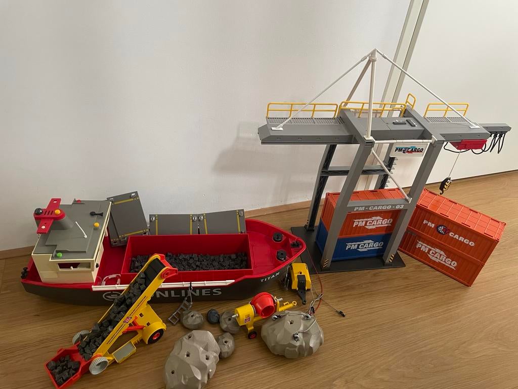 Playmobil haven met kranen, schip en accessoires, Ophalen, Gebruikt, Complete set