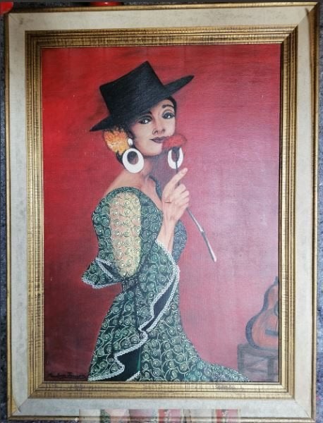 vintage werk Flamenco - Antoon Jansen op canvas, Ophalen, Doek, Portret of Personen, Olieverf