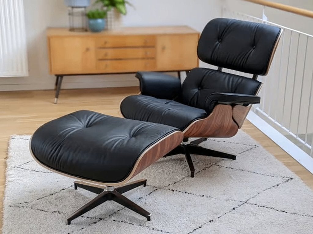 Lounge Chair XL Eames Replica Walnoot of Palissander Ottoman, Verzenden, Minder dan 75 cm, Nieuw, Eames, Vitra, Modern, Klassiek