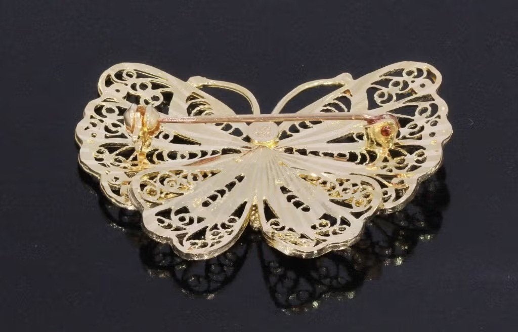 Vlinder broche 14k goud handgemaakt uniek filigrain, Voordeelsieraden, Ophalen of Verzenden, Zo goed als nieuw, Postbus 163, 8320 AD Urk