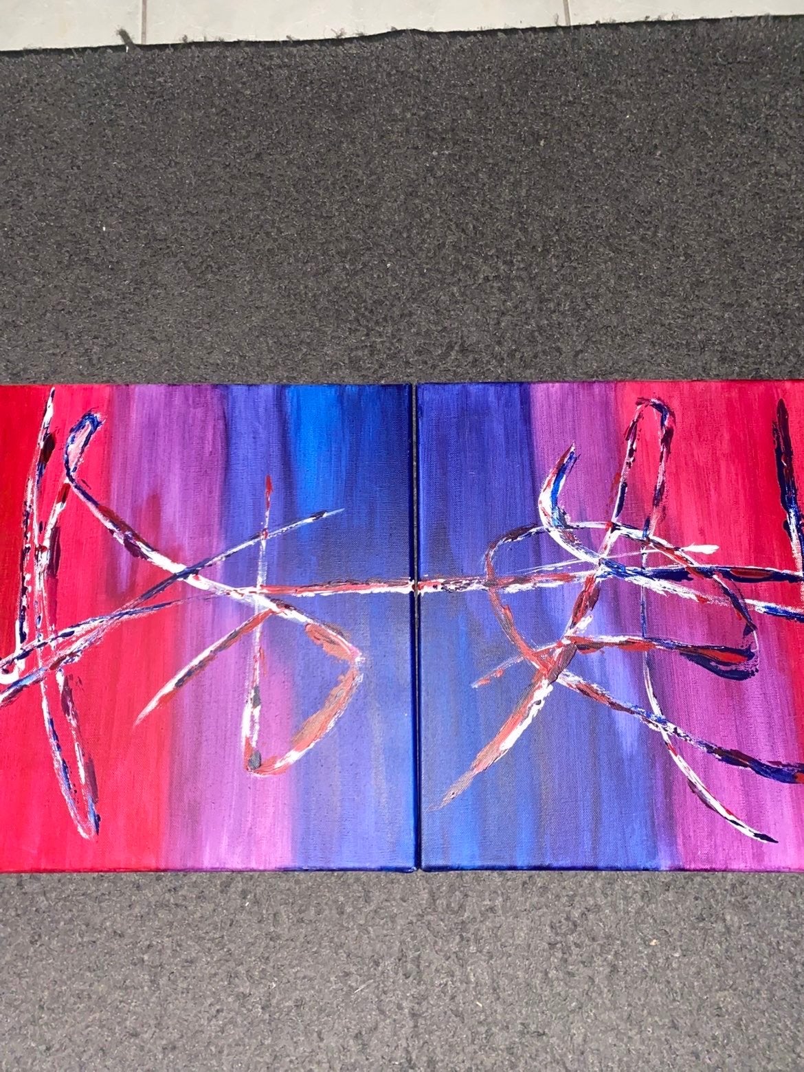 Abstracte kunst op canvas - levendige kleuren, Antiek en Kunst, Ophalen of Verzenden