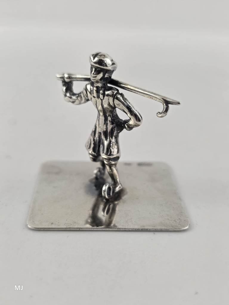 Zilveren miniatuur Schaatser                            Z244, Ophalen of Verzenden, Zilver