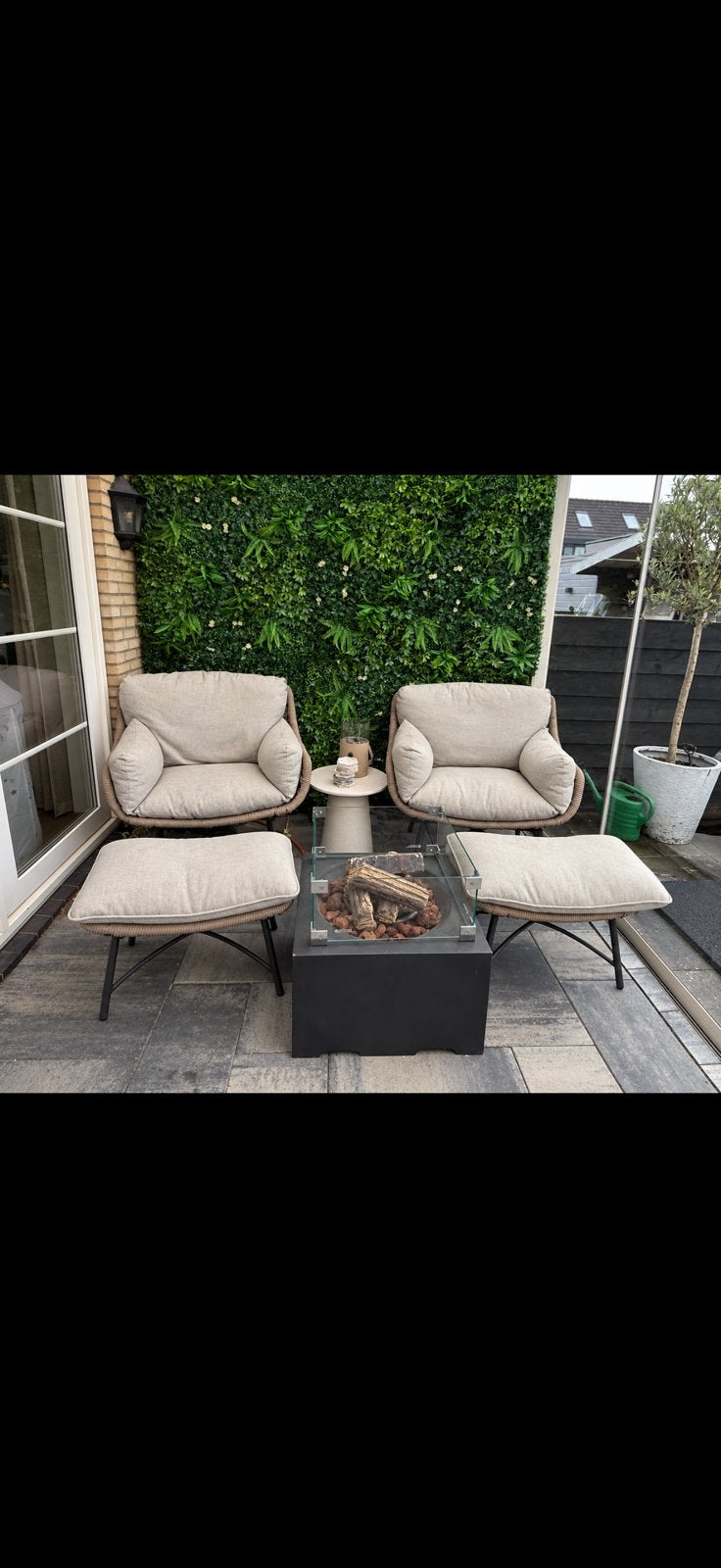 2x Garden Impressions Logan fauteuil + voetenbank, Zo goed als nieuw, Loungeset, Wicker, Stoel