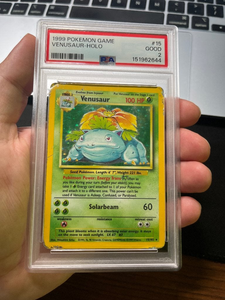 #15 VENUSAUR-HOLO PSA 2 | 1999 POKEMON BASE SET UNLIMITED, Hobby en Vrije tijd, Ophalen of Verzenden, Zo goed als nieuw, Losse kaart