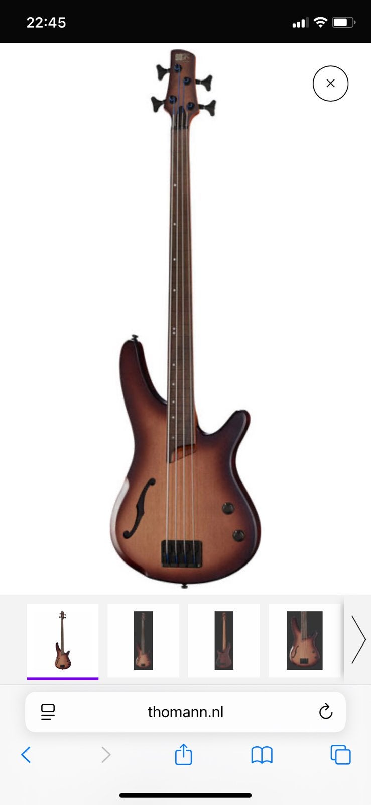 Ibanez fretless hollow body bass, Ophalen, Zo goed als nieuw