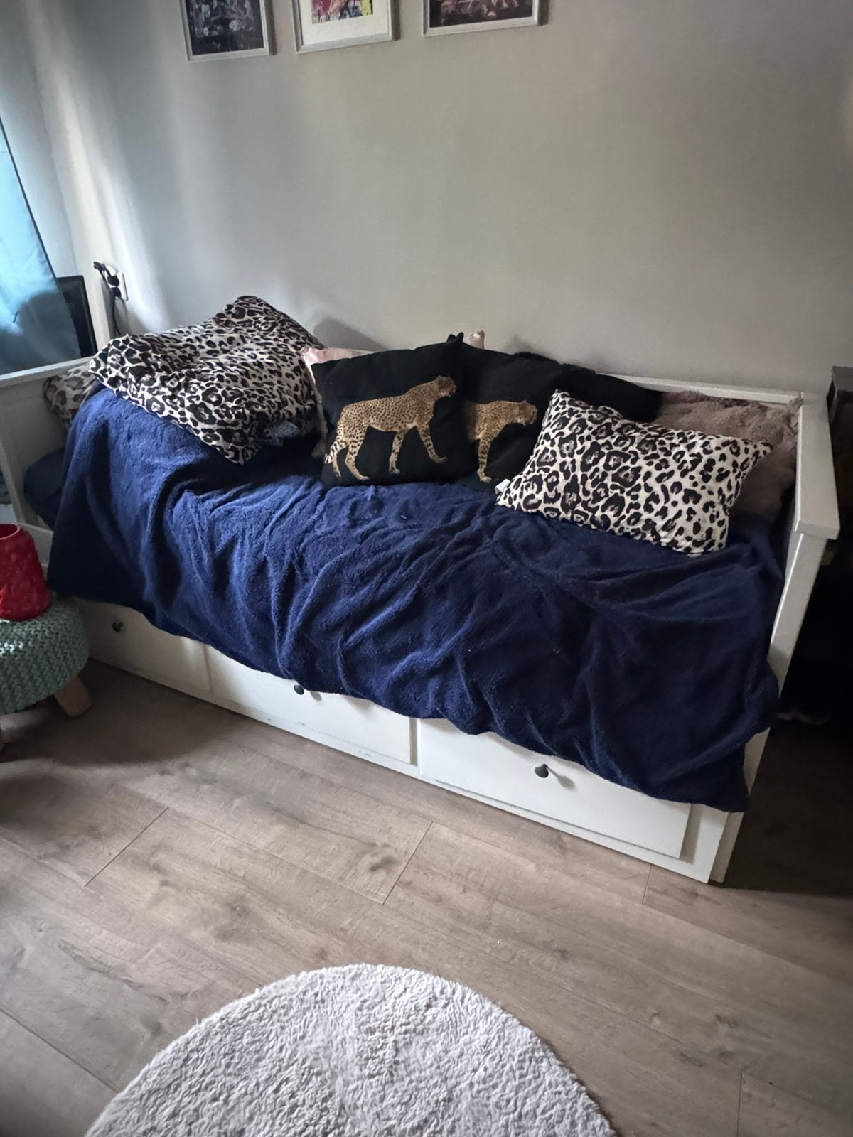 Ikea Hemnes uitschuif bed, Ophalen, Wit, Tweepersoons, Zo goed als nieuw