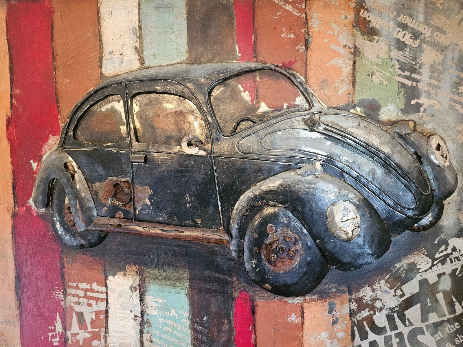 Unieke 3D Metal Art Kever Schilderij - Industriële Stijl, Antiek en Kunst, Ophalen of Verzenden