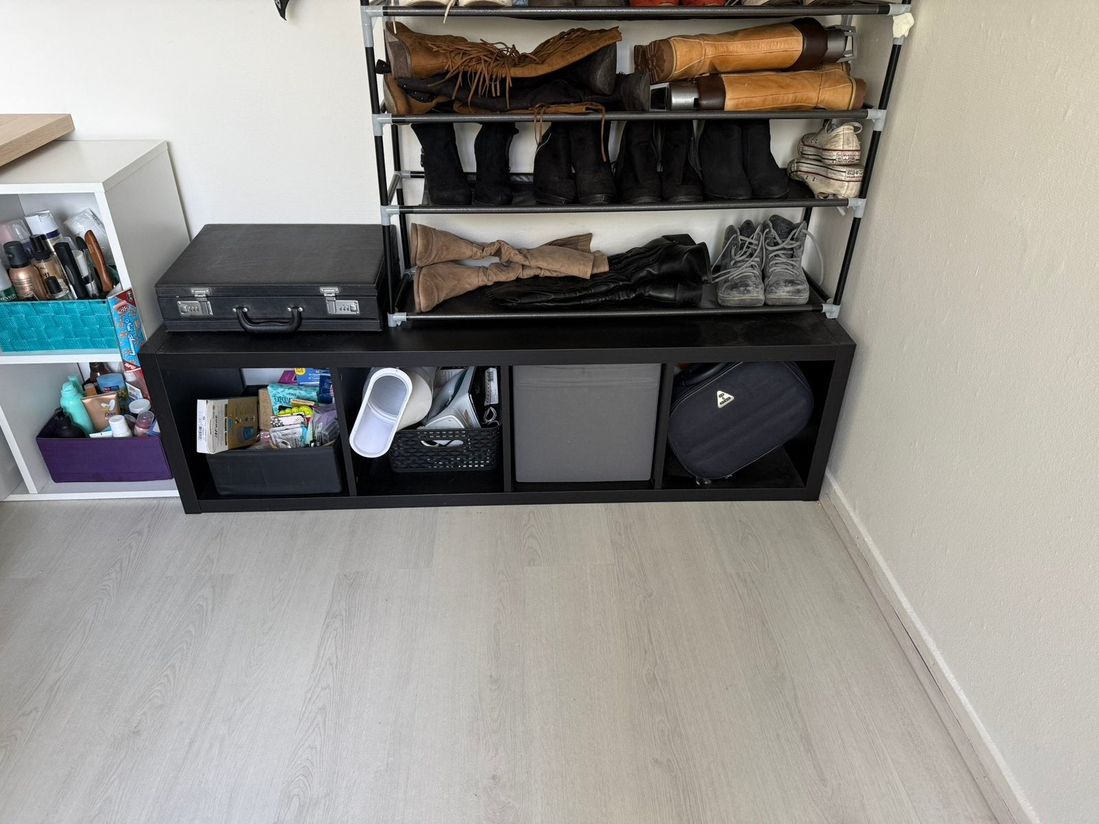 Zwarte kallax 4 vaks kast, Ophalen, Overige materialen, Minder dan 50 cm, Gebruikt