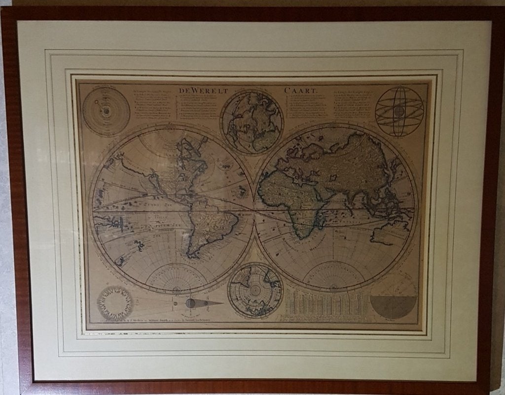 Authentieke wereldkaart uit 1728, Ophalen of Verzenden, Gravure, 1700 - 1799