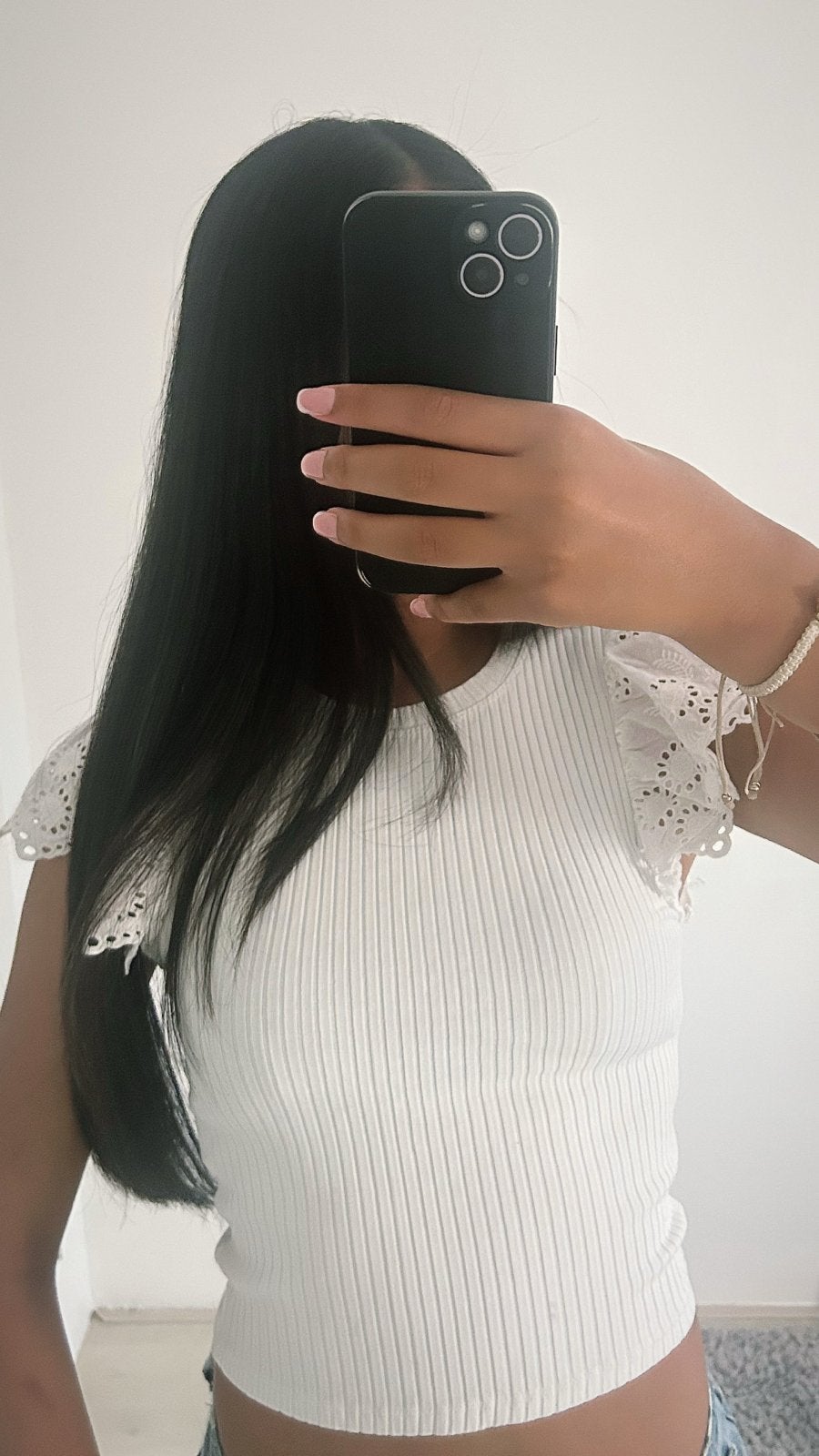 Zara geribbelde top met kanten mouwen, Wit, Ophalen of Verzenden, Zo goed als nieuw, Korte mouw