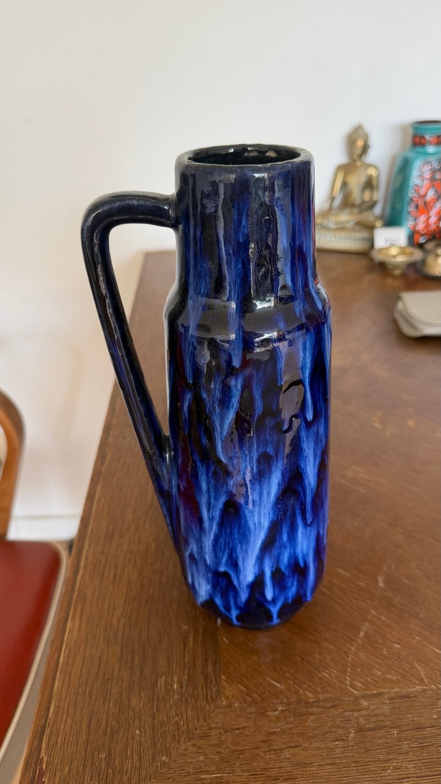 Vintage West Germany Keramiek Vaas - Blauw Fat Lava, Antiek en Kunst, Ophalen