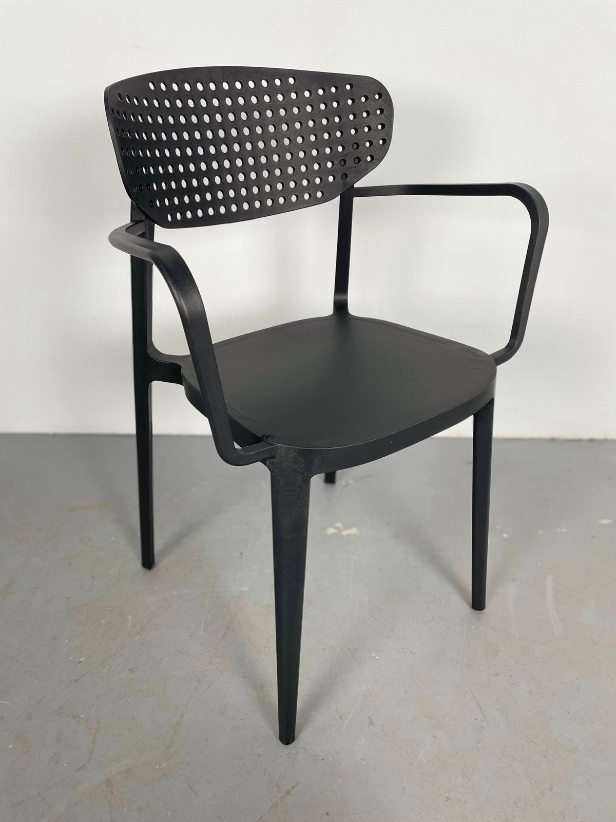 20x Nieuwe design stapelstoelen met armleuningen - antraciet, Ophalen, Kunststof, Nieuw, X