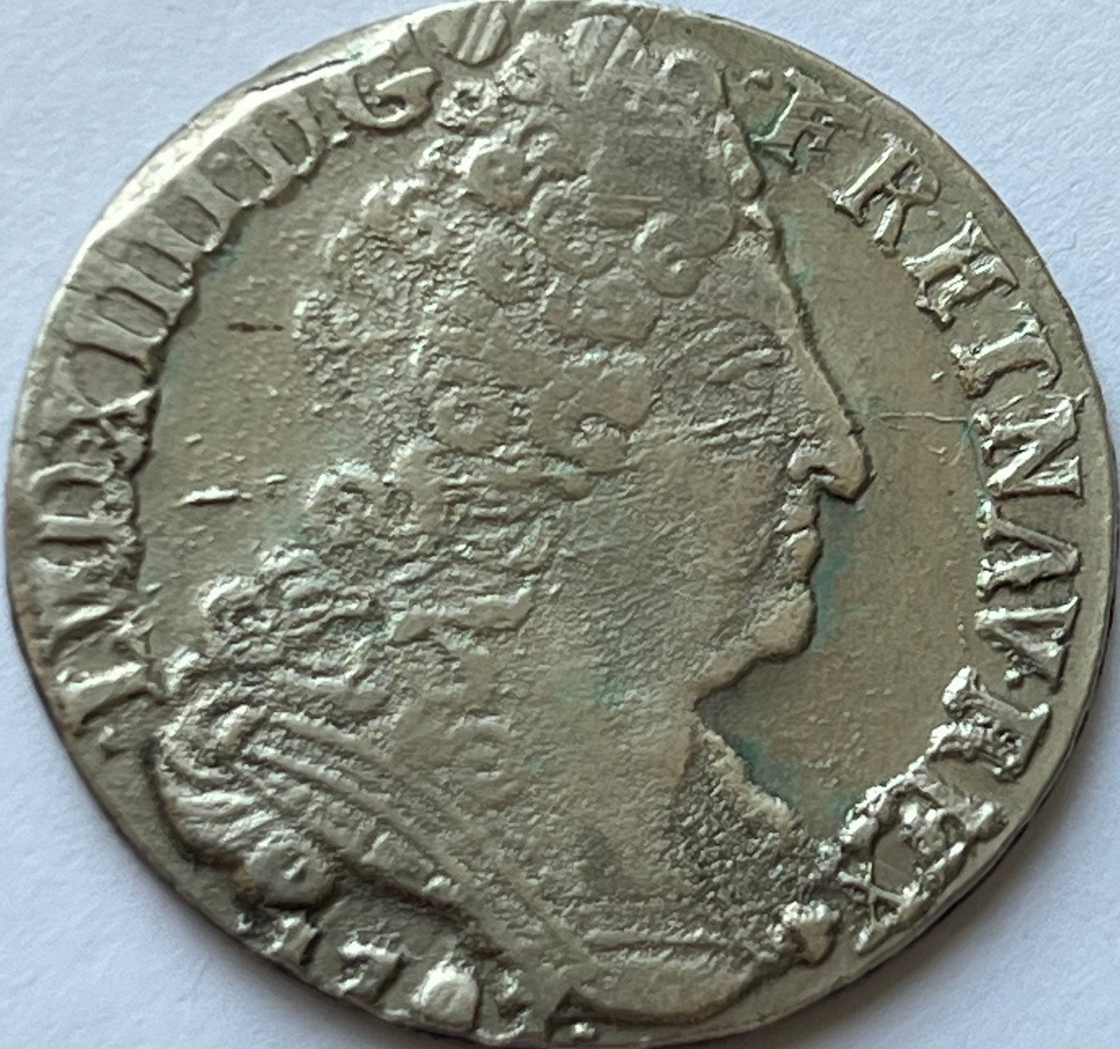 Frankrijk zeldzame 1/4e ecu 1707 Nantes Lodewijk XIV, Ophalen of Verzenden, Frankrijk, Losse munt, Zilver