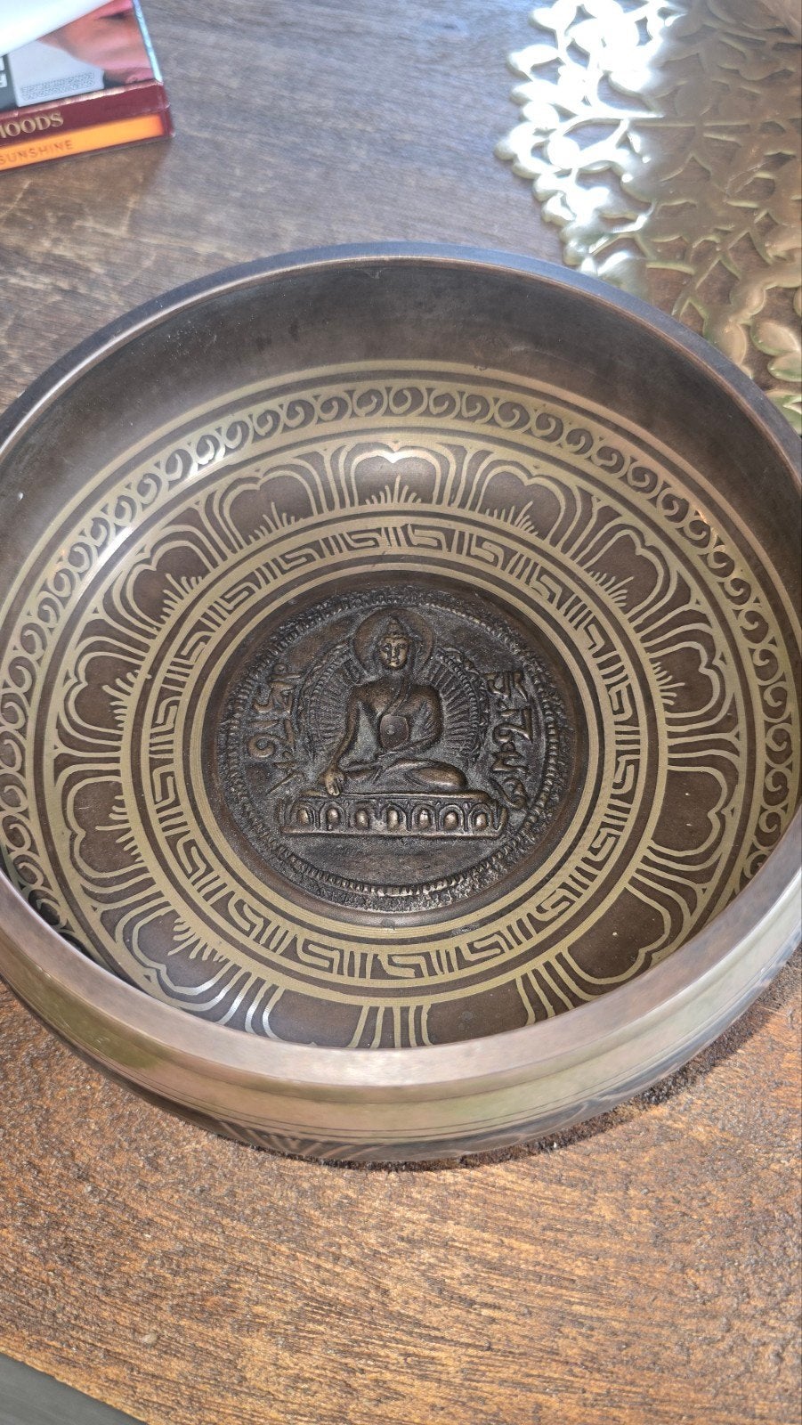 Boeddha Klankschaal met klopper en kussentje, Antiek en Kunst, Ophalen of Verzenden