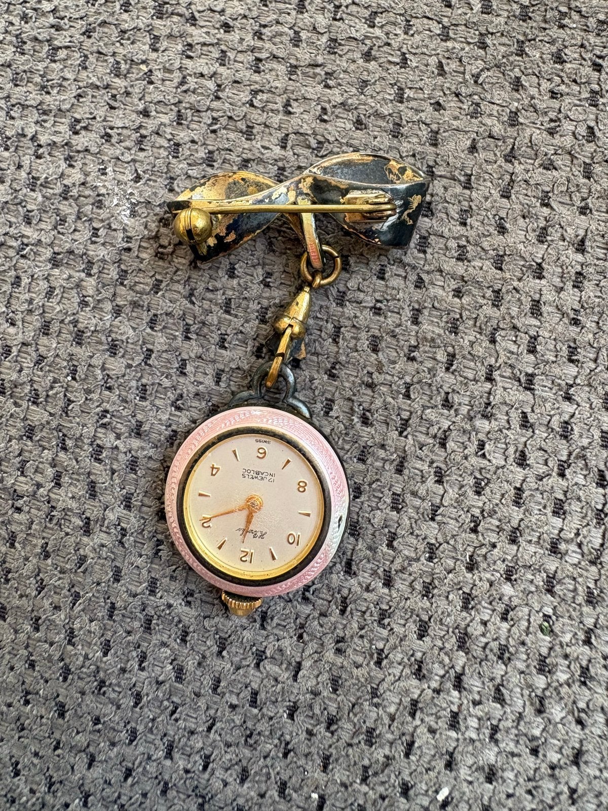 Vintage Zakhorloge met Broche - Roze en Goudkleurig, Sieraden, Tassen en Uiterlijk, Horloges | Dames, Overige merken, Zakhorloge