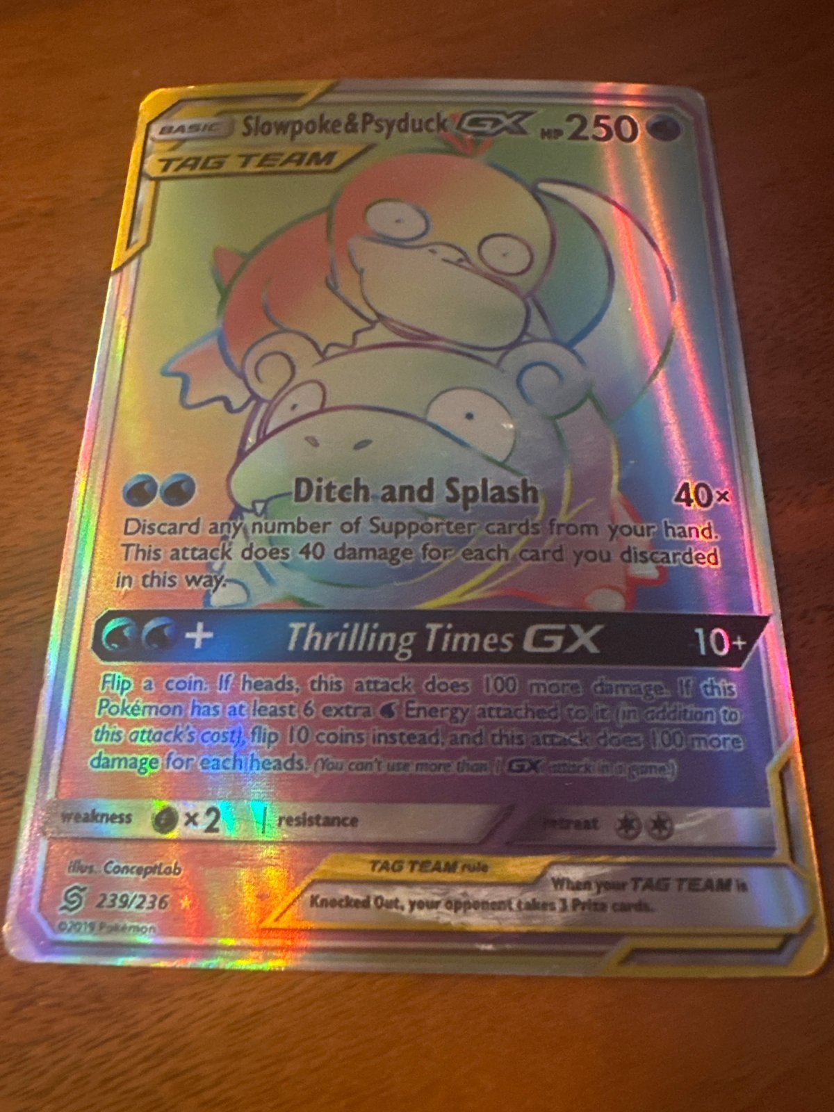 Slowpoke & Psyduck GX TAG TEAM Rainbow Rare Pokémon Kaart, Hobby en Vrije tijd, Verzamelkaartspellen | Pokémon, Ophalen of Verzenden