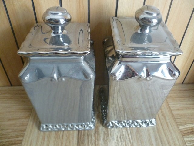 2x zilver kleur decoratie potjes met deksel, Ophalen of Verzenden, Zo goed als nieuw, Zilver