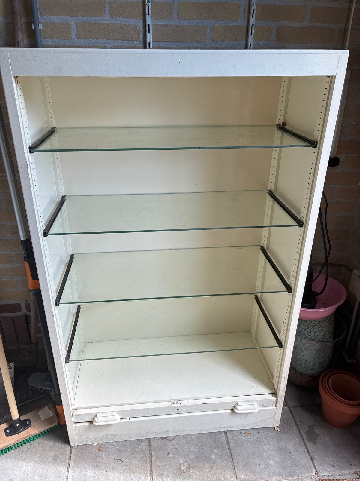 Rolluik kast glazen planken + de eiken planken, Huis en Inrichting, Ophalen, Gebruikt