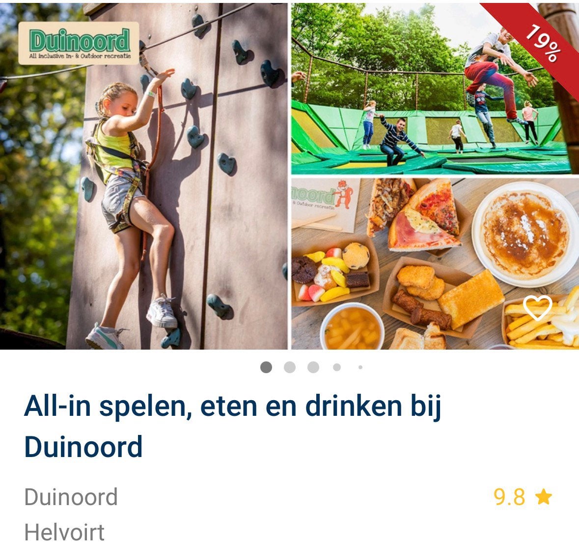 4 daltickets voor Duinoord Helvoirt. All-in spelen en eten., Drie personen of meer, Arrangement, Ticket of Toegangskaart
