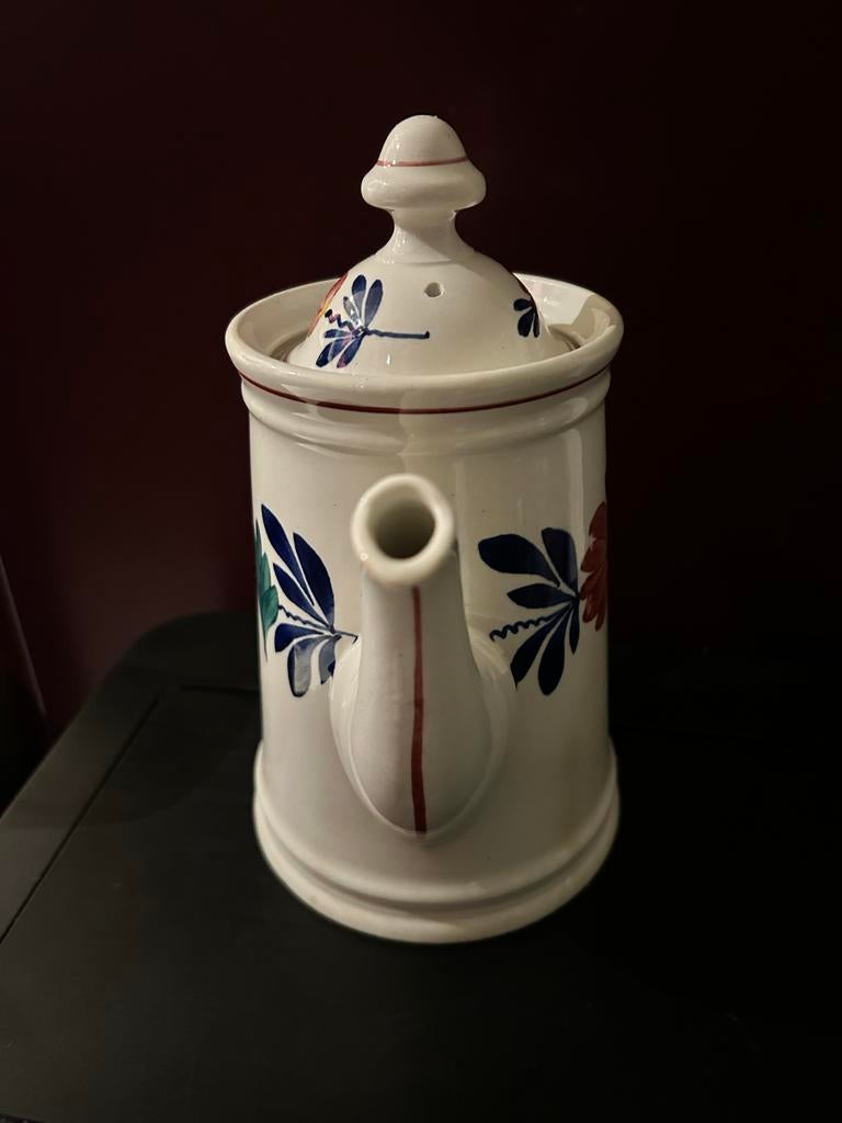 Zeldzame Boerenbont koffiepot Societe Ceramique 4 ringen, Ophalen of Verzenden