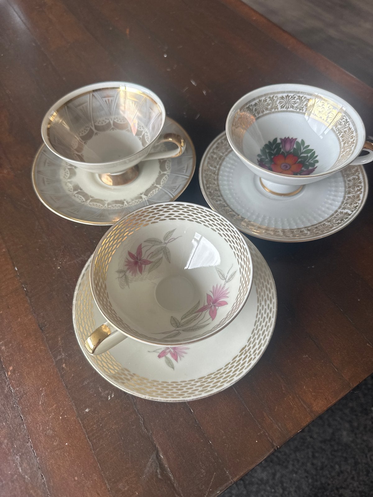Bavaria winterling  3 vintage theekopjes met schotels, Ophalen of Verzenden