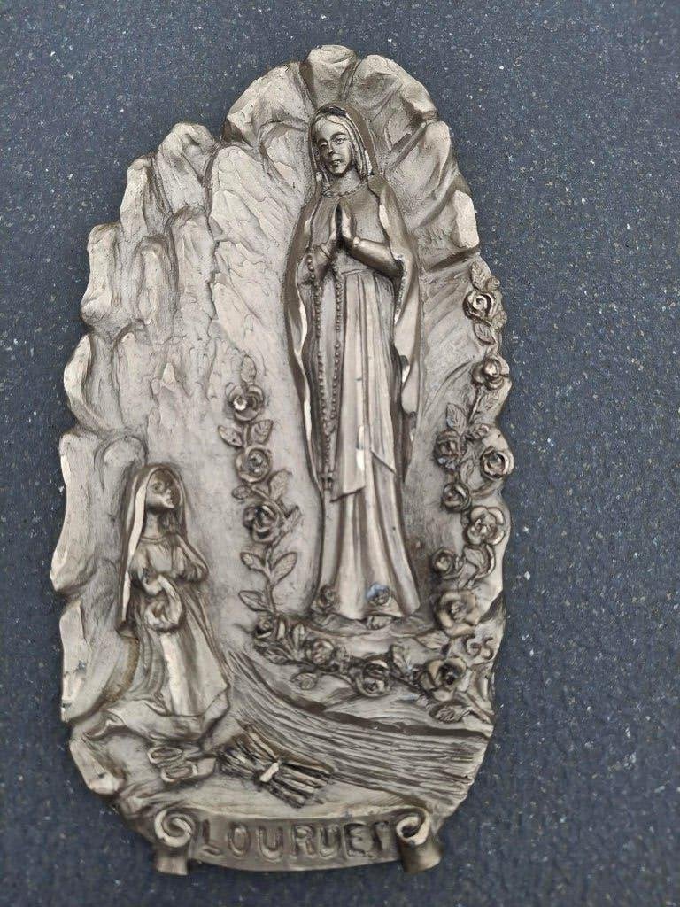 Vintage Tinnen schild Lourdes, Ophalen of Verzenden