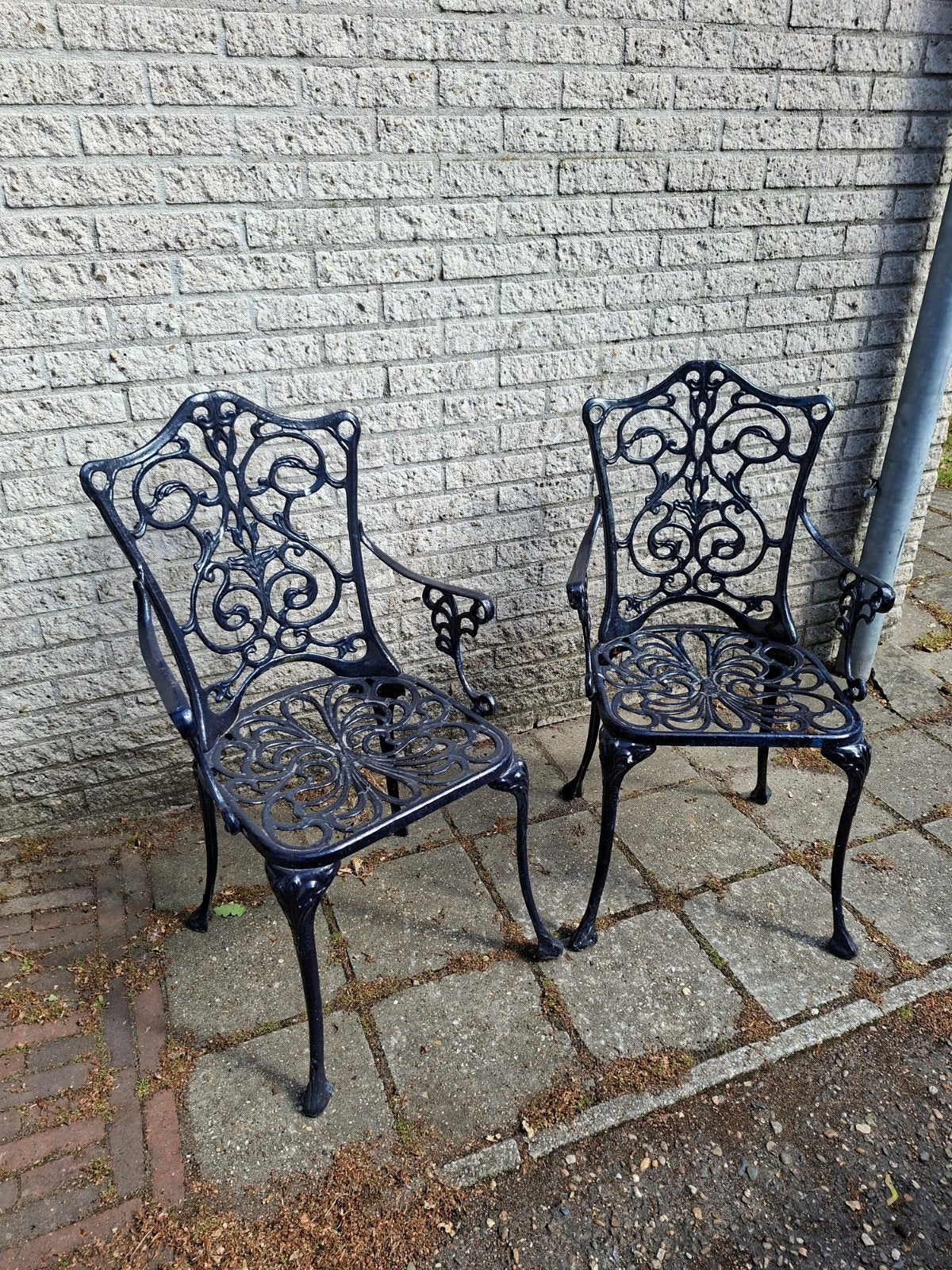 2 donkerblauwe Bistro stoeltjes, op halen in Baarn, Ophalen