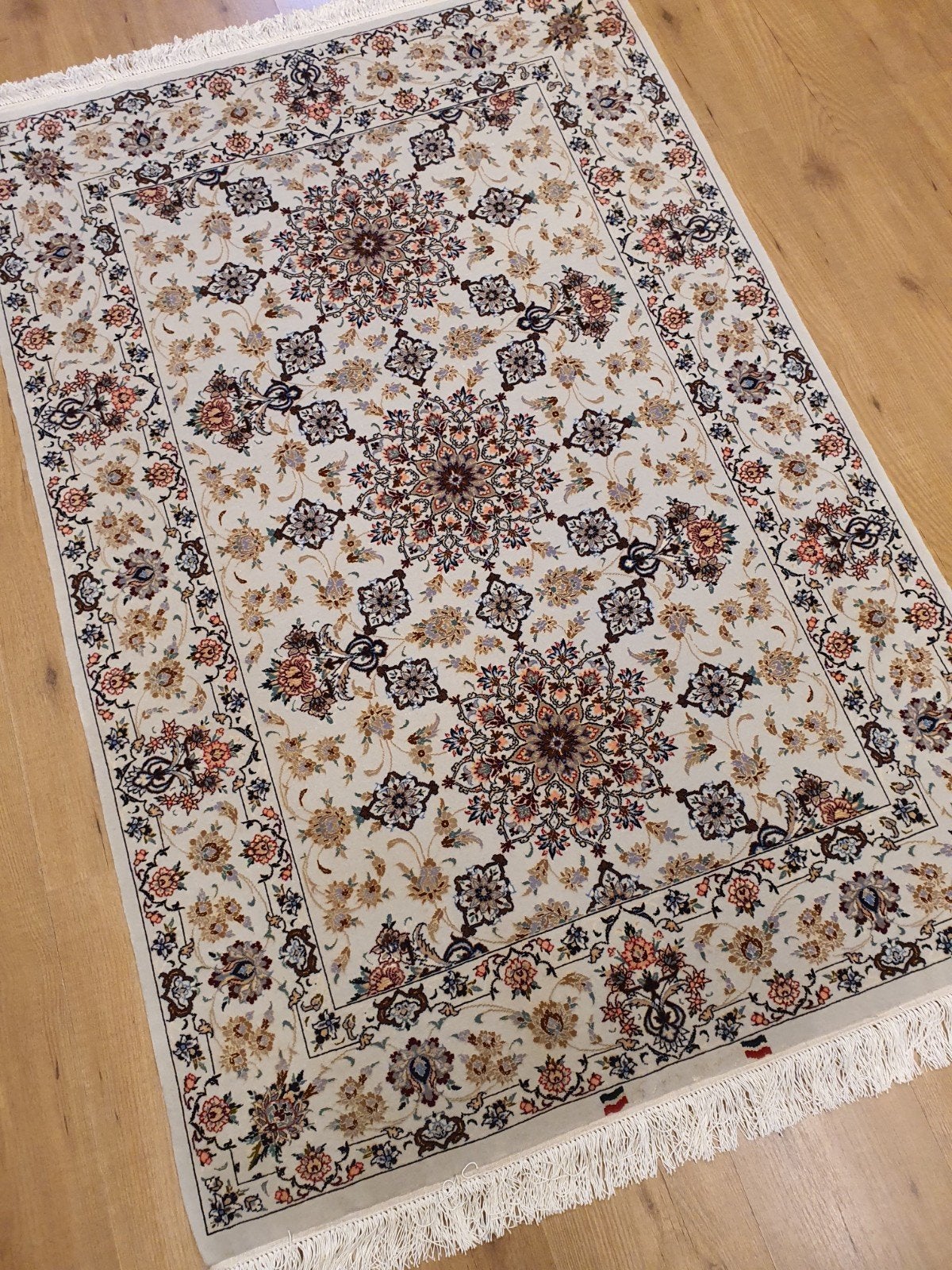 Vintage handgeknoopt perzisch tapijt isfahan 160x98, Info@SlatsAntiek.nl, Tweedehands, Perzisch, 150 tot 200 cm