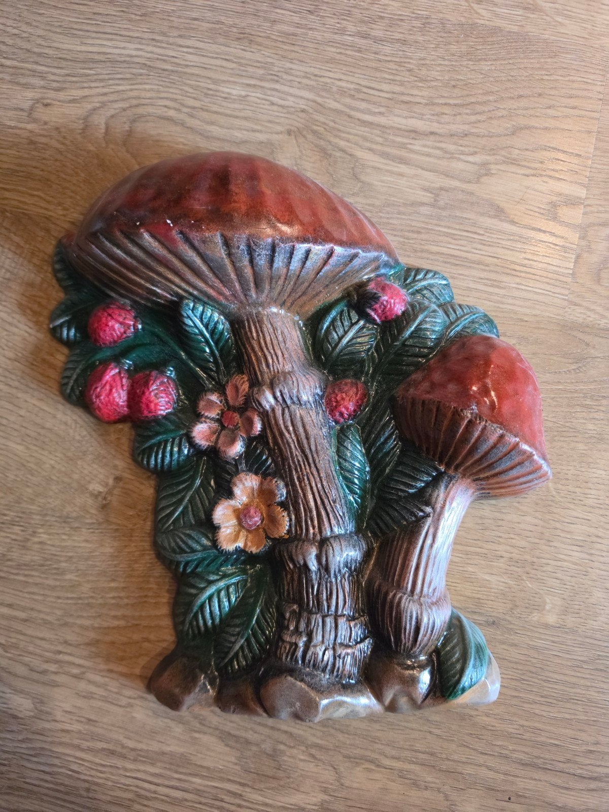 Gipsen Paddestoel Muurhanger - Retro Vintage Decoratie, Vintage, Gebruikt, Meerkleurig, Overige materialen