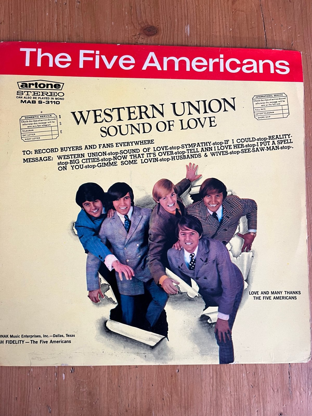 The Five Americans - Western Union Sound of Love LP (1967), LP, Gebruikt, Pop, Originele persing