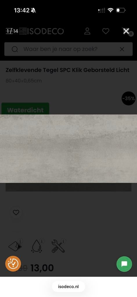 Zelfklevende Tegel SPC Klik Geborsteld Licht, Doe-het-zelf en Verbouw, Tegels, Ophalen of Verzenden, Zo goed als nieuw, Minder dan 5 m²