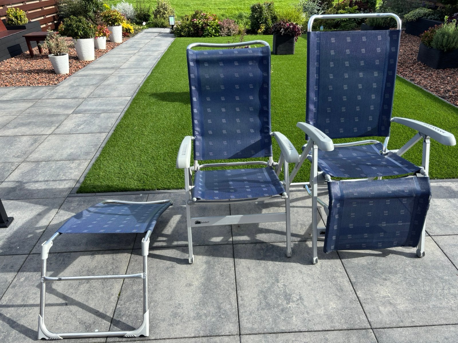2 x Dukdalf Cha Cha campingstoelen, blauw/antraciet, Ophalen, Zo goed als nieuw, Campingstoel