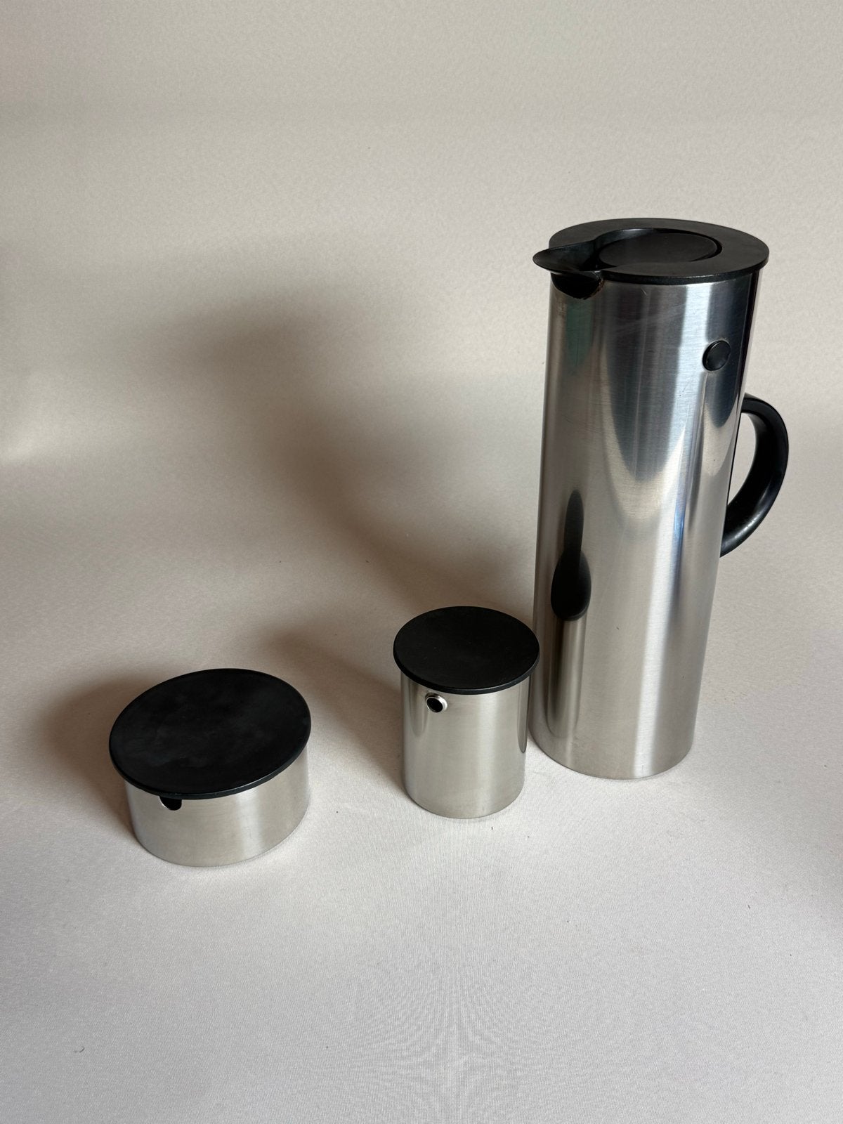 Stelton Thermoskan koffiepot met suikerpot en melkkan RVS, Theepot/fluitketel, Gebruikt, Zilver, Ophalen of Verzenden