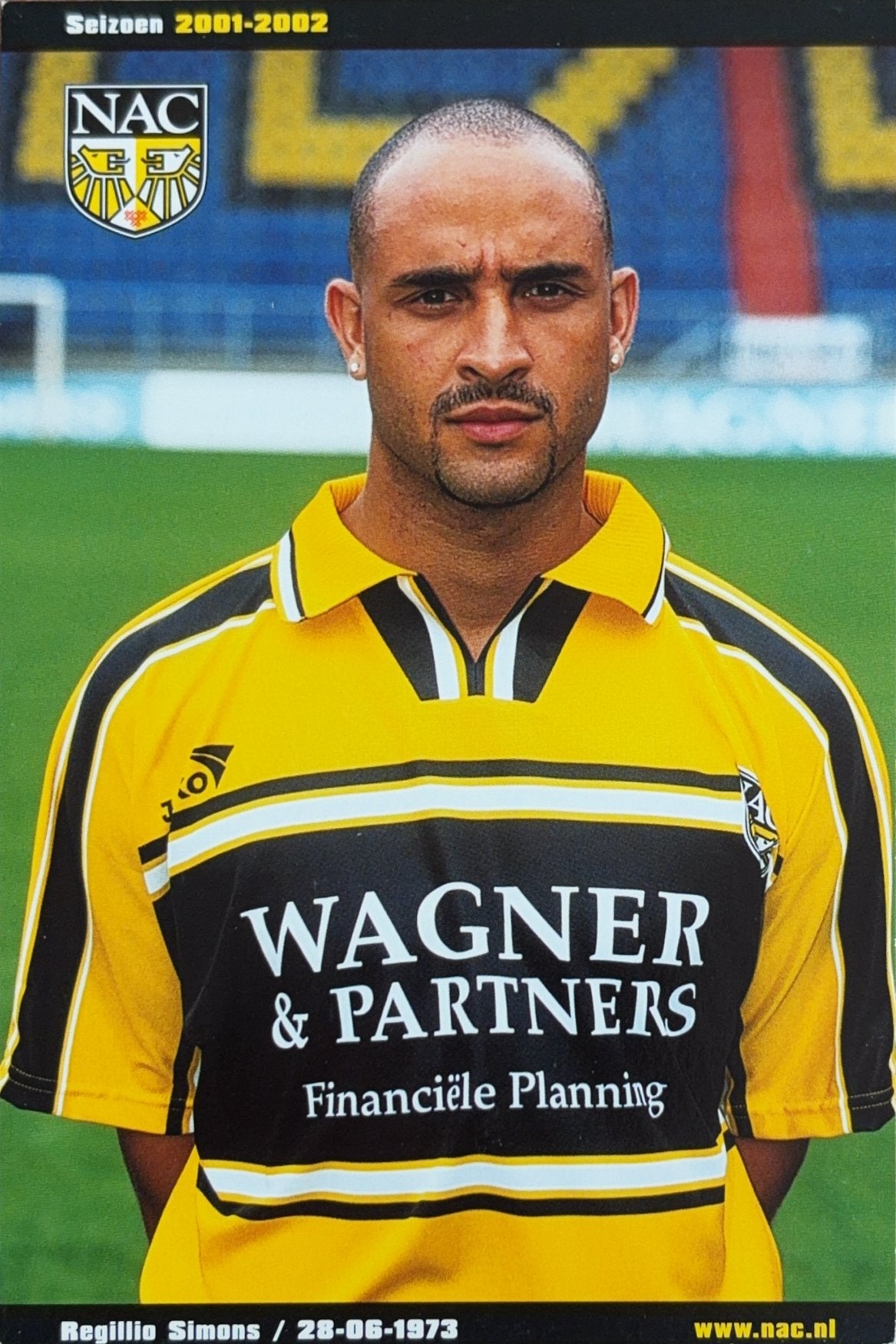 Spelerskaart Regilio Simons - NAC Breda - seizoen 2001/2002, Verzenden, Zo goed als nieuw, NAC Breda, Spelerskaart