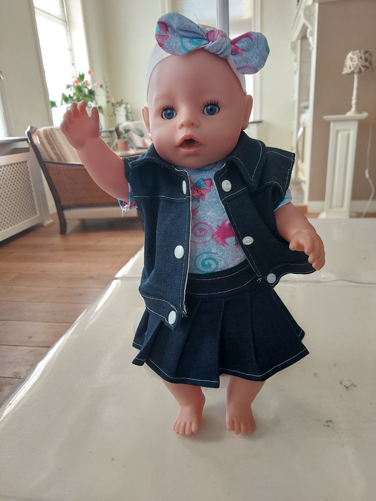 Leuke jeans set baby born pop 43cm, Ophalen of Verzenden, Nieuw, Babypop