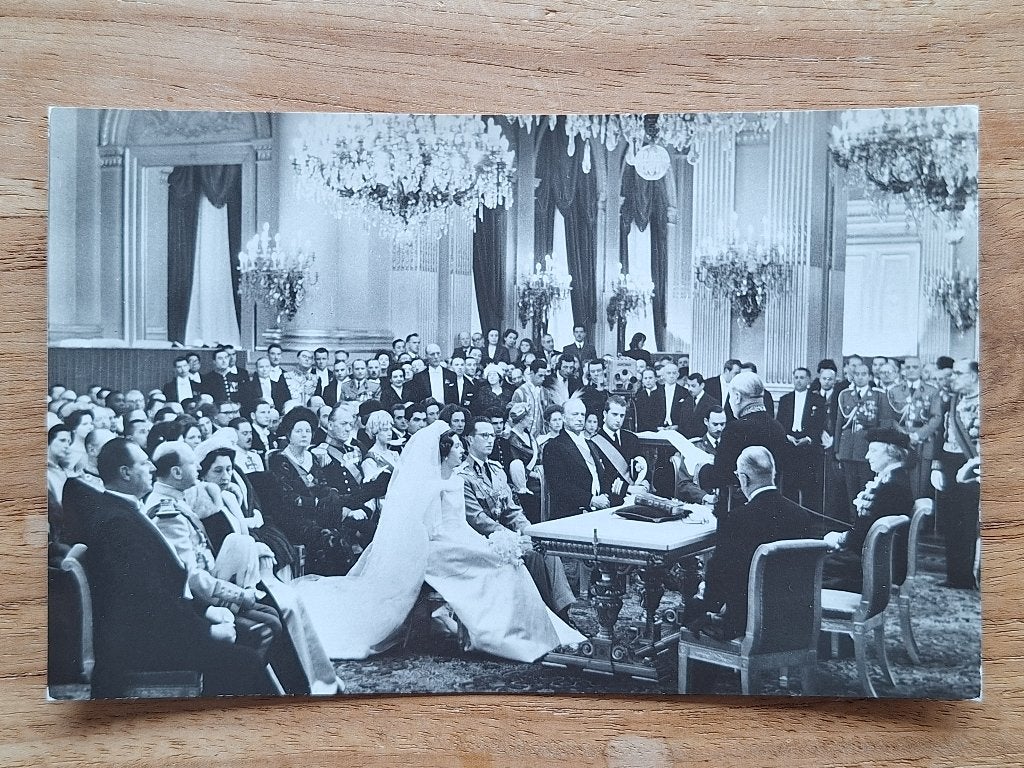 ak Koning Boudewijn  Koningin Fabiola Belgie 1960 huwelijk, Ophalen of Verzenden, 1940 tot 1960, Ongelopen