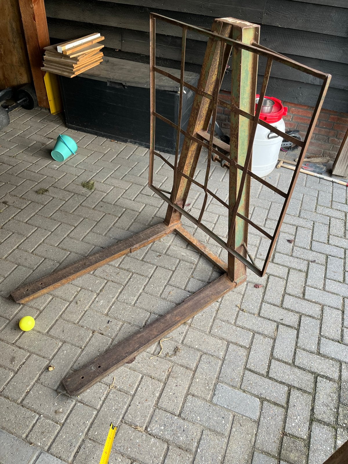Robuuste palletvork met rek/bord, Ophalen, Gebruikt