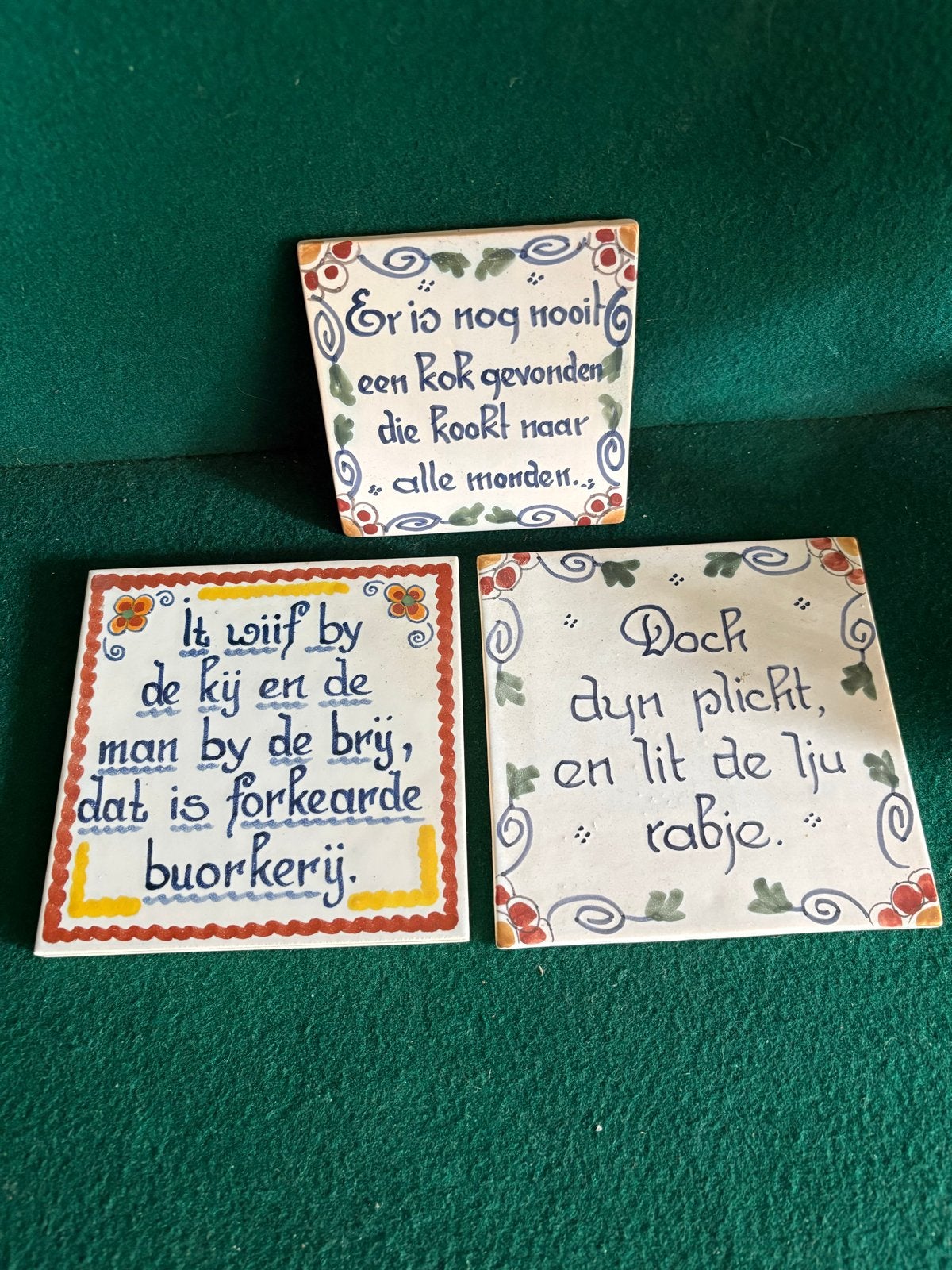 2 Friese en 1 Nederlandse spreuk tegels, Antiek en Kunst, Ophalen of Verzenden