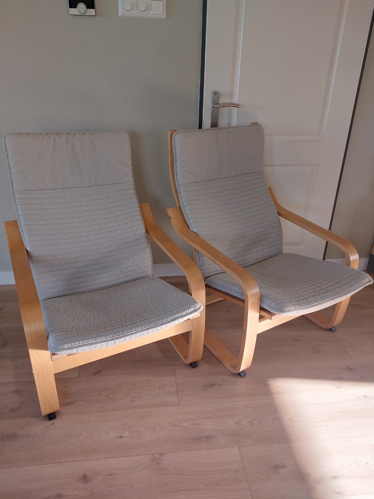 2 IKEA Poang stoelen, Ophalen, Gebruikt, 75 tot 100 cm, 50 tot 75 cm