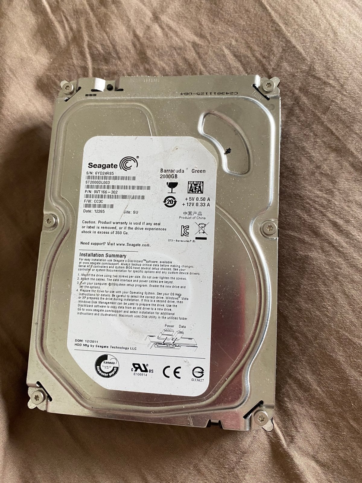 Seagate 2000gb harde schijf, Ophalen, Zo goed als nieuw, Desktop, USB