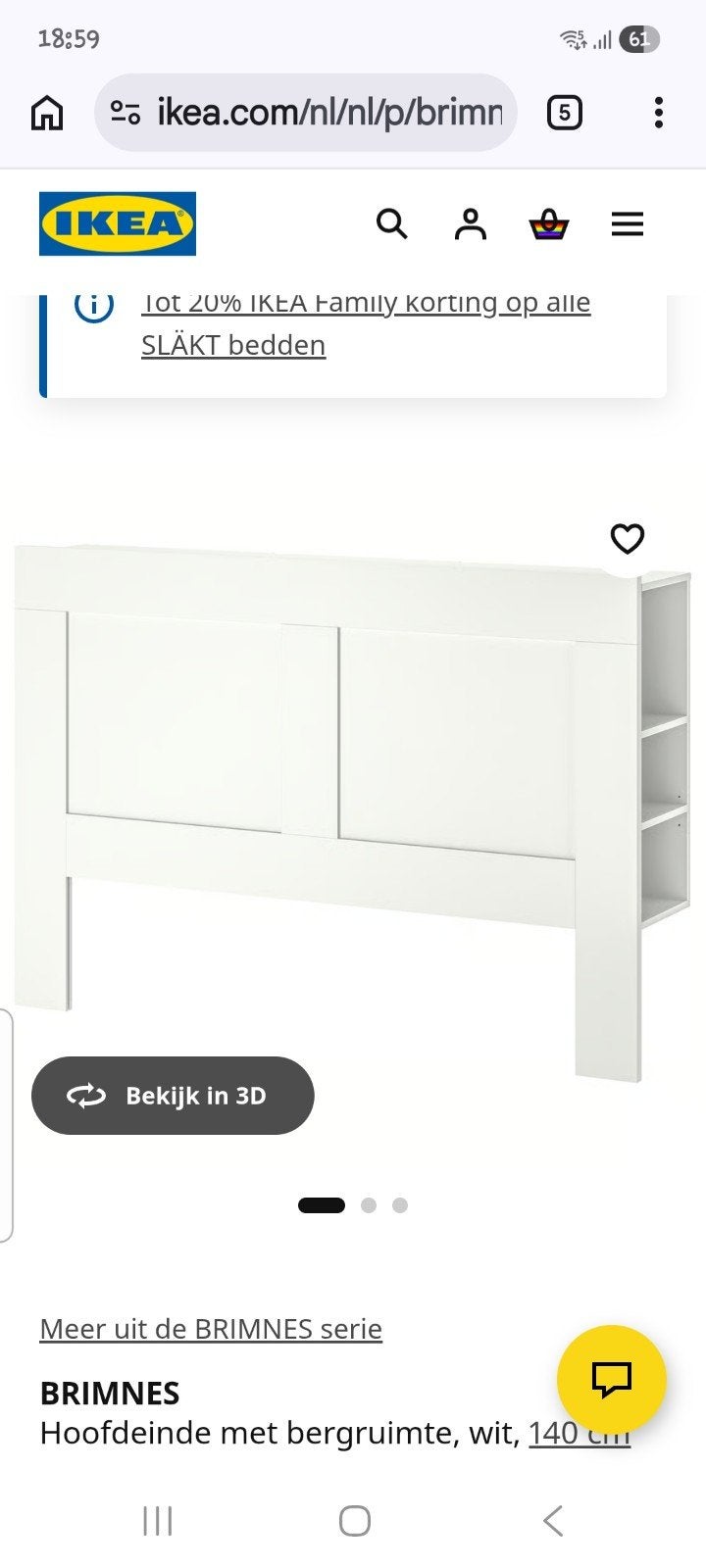 2 X IKEA BRIMNES Hoofdeinde met bergruimte, wit, 140 CM, Ophalen, Gebruikt, Wit, Tweepersoons