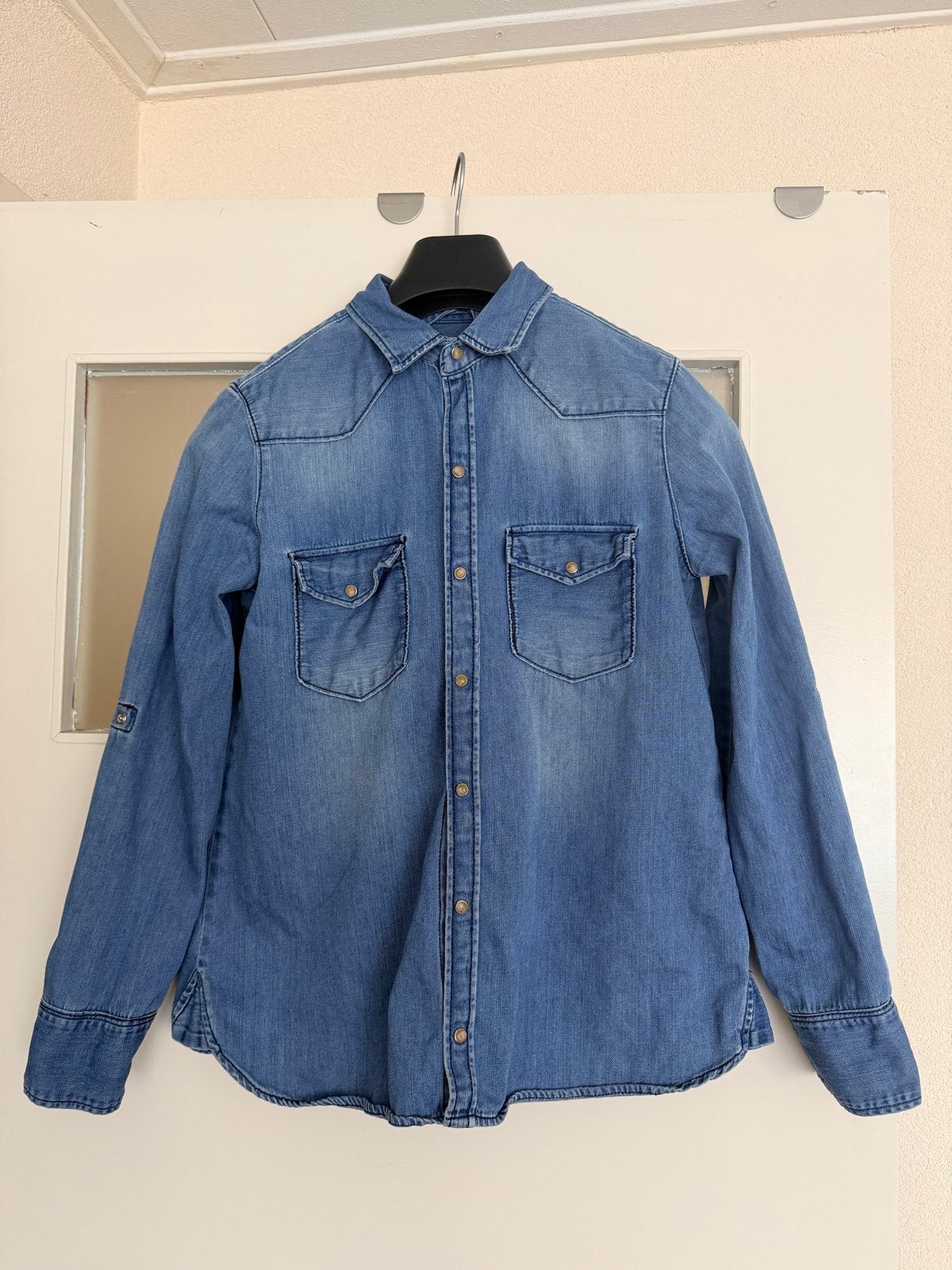 Zara Basic Dept Denim spijkerblouse maat M, Ophalen of Verzenden, Gedragen, Maat 38/40 (M), Blauw