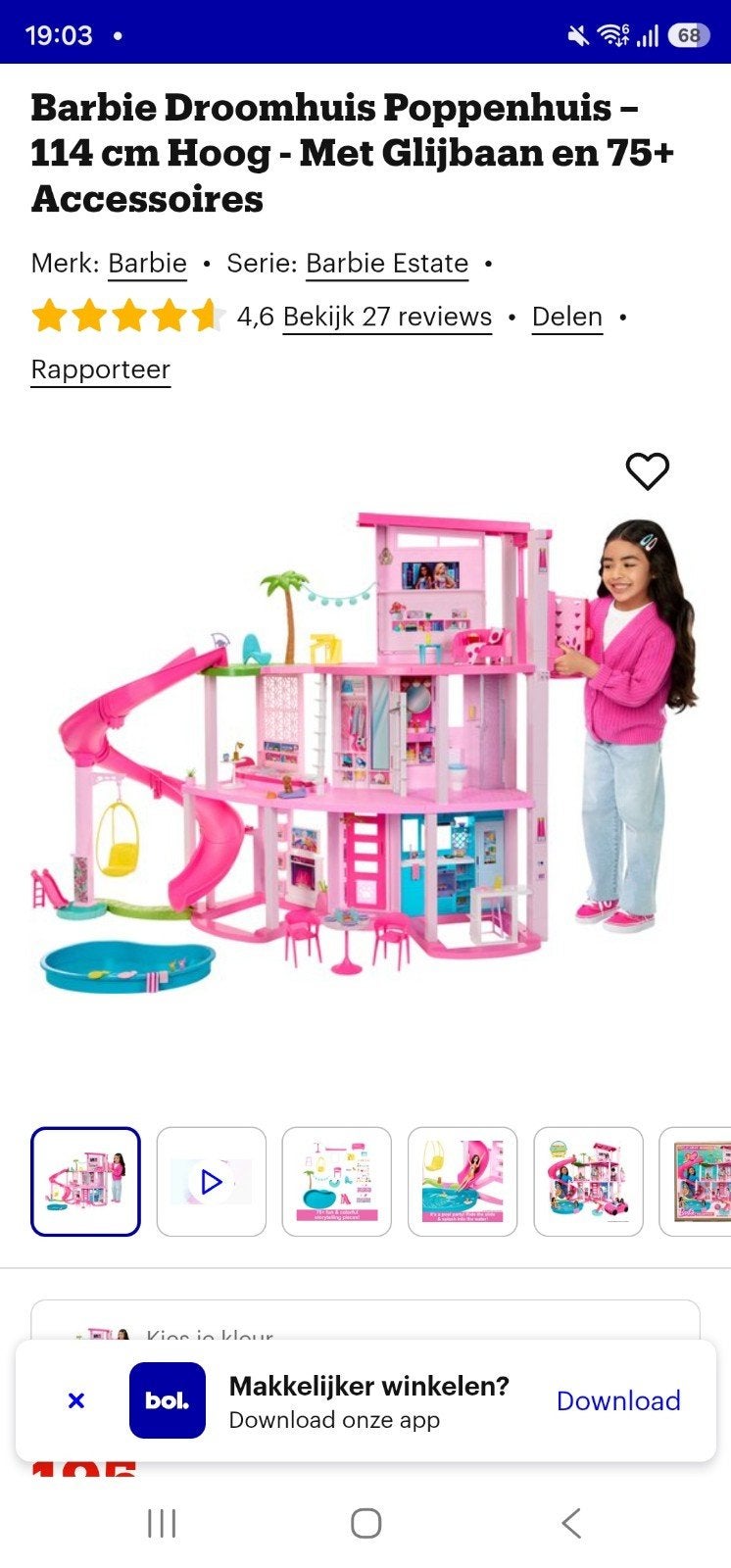 Barbie Droomhuis Poppenhuis met Glijbaan en Accessoires, Kinderen en Baby's, Speelgoed | Poppen, Ophalen, Zo goed als nieuw, Barbie