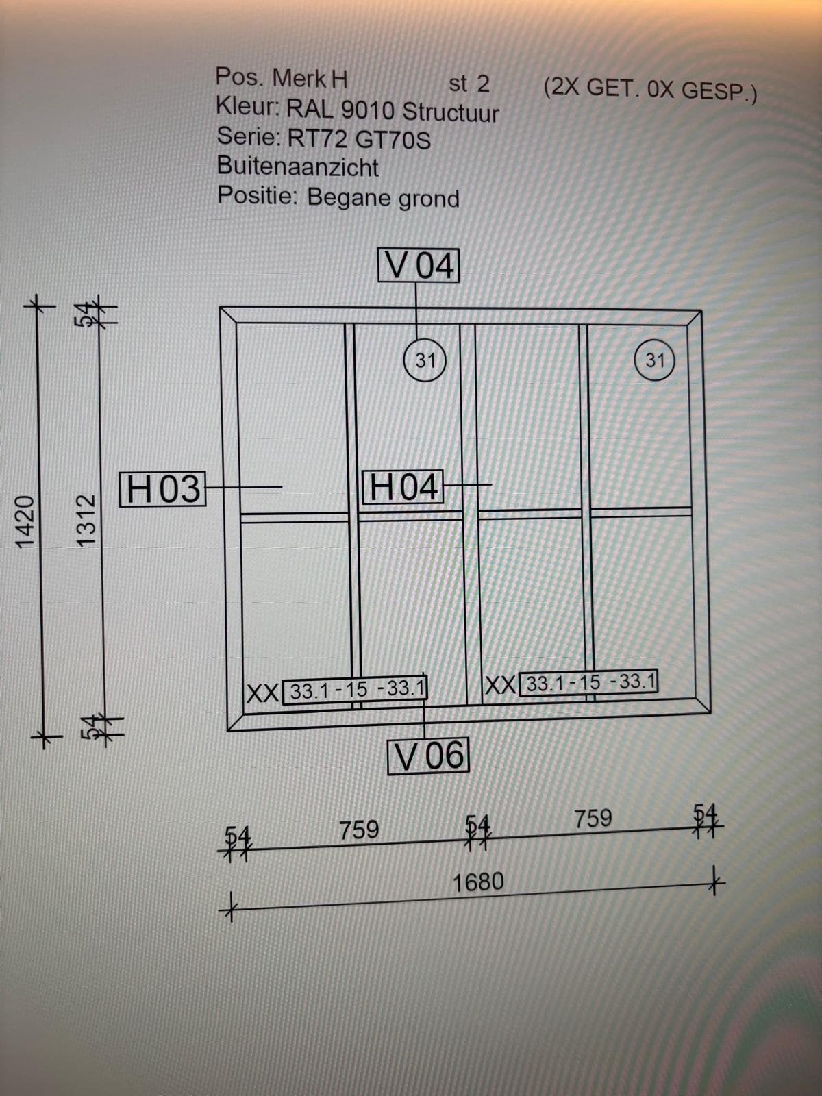 2 stuks zgan aluminium kozijnen met HR ++ glas., Doe-het-zelf en Verbouw, Ophalen, Raamkozijn, Aluminium, 150 tot 225 cm