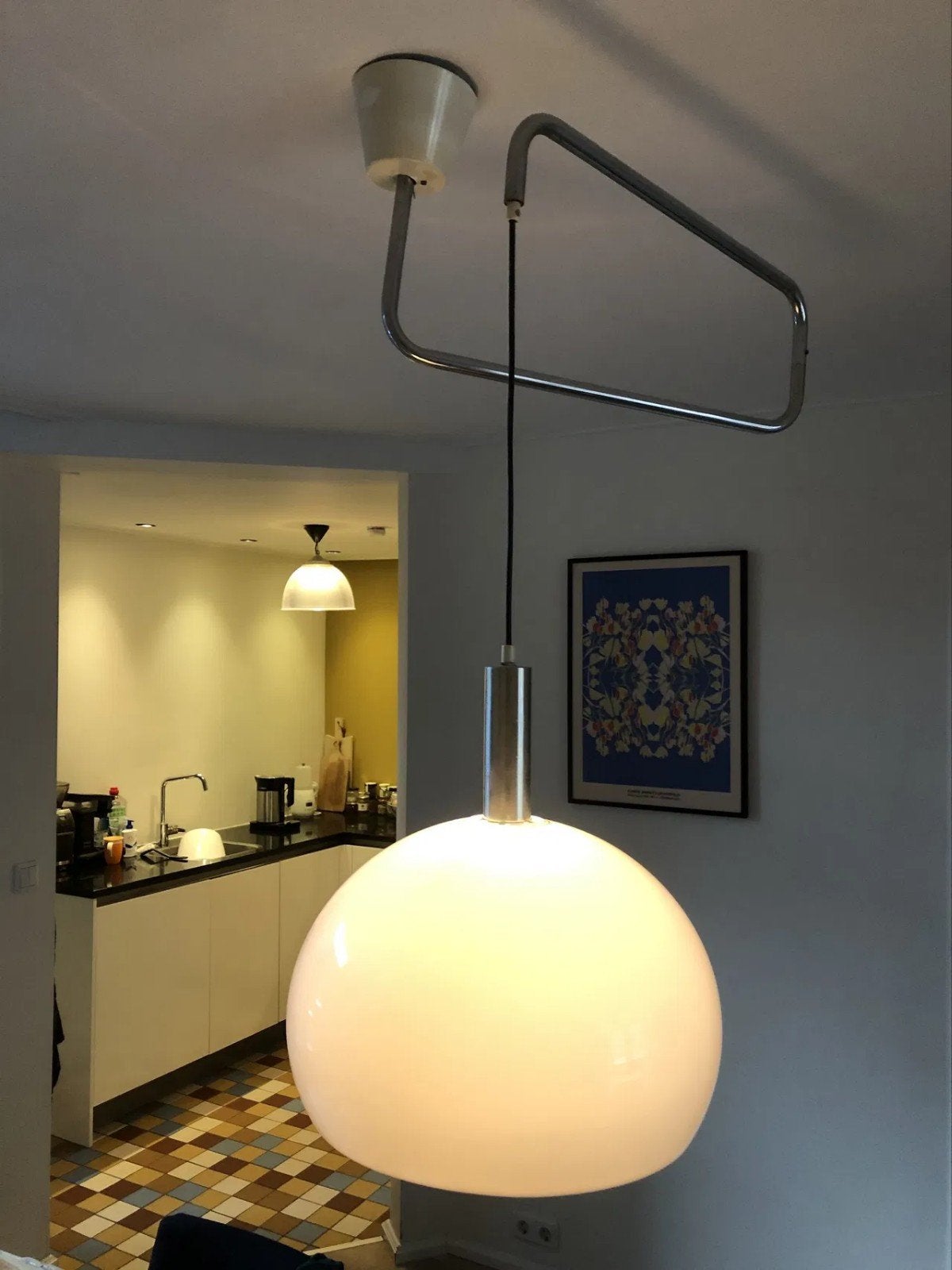 Retro / Vintage Plafondlamp Mid Modern Century, Gebruikt, Retro, Vintage, Mid-Century Modern, Glas, E27 (groot)