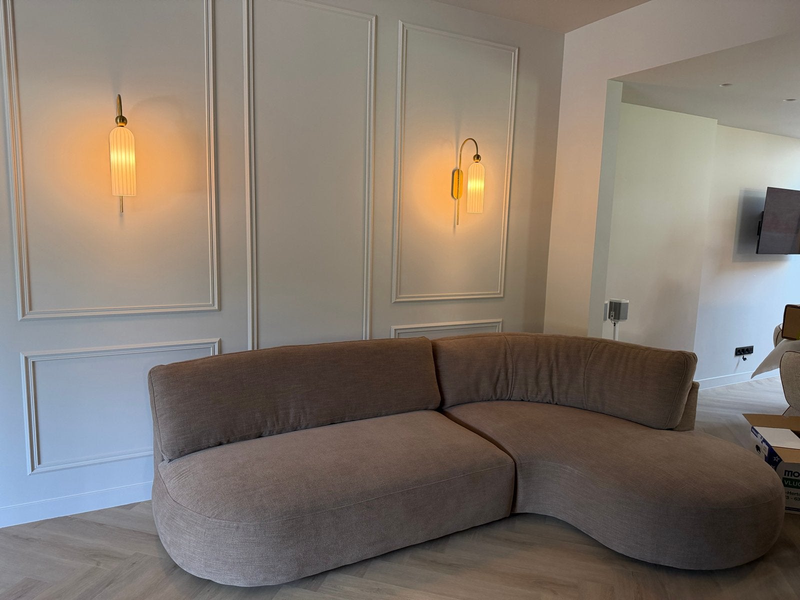 KARWEI Hoekbank Ace taupe stof - Nieuw!, Huis en Inrichting, Ophalen, 250 tot 300 cm, Hoekbank, Nieuw