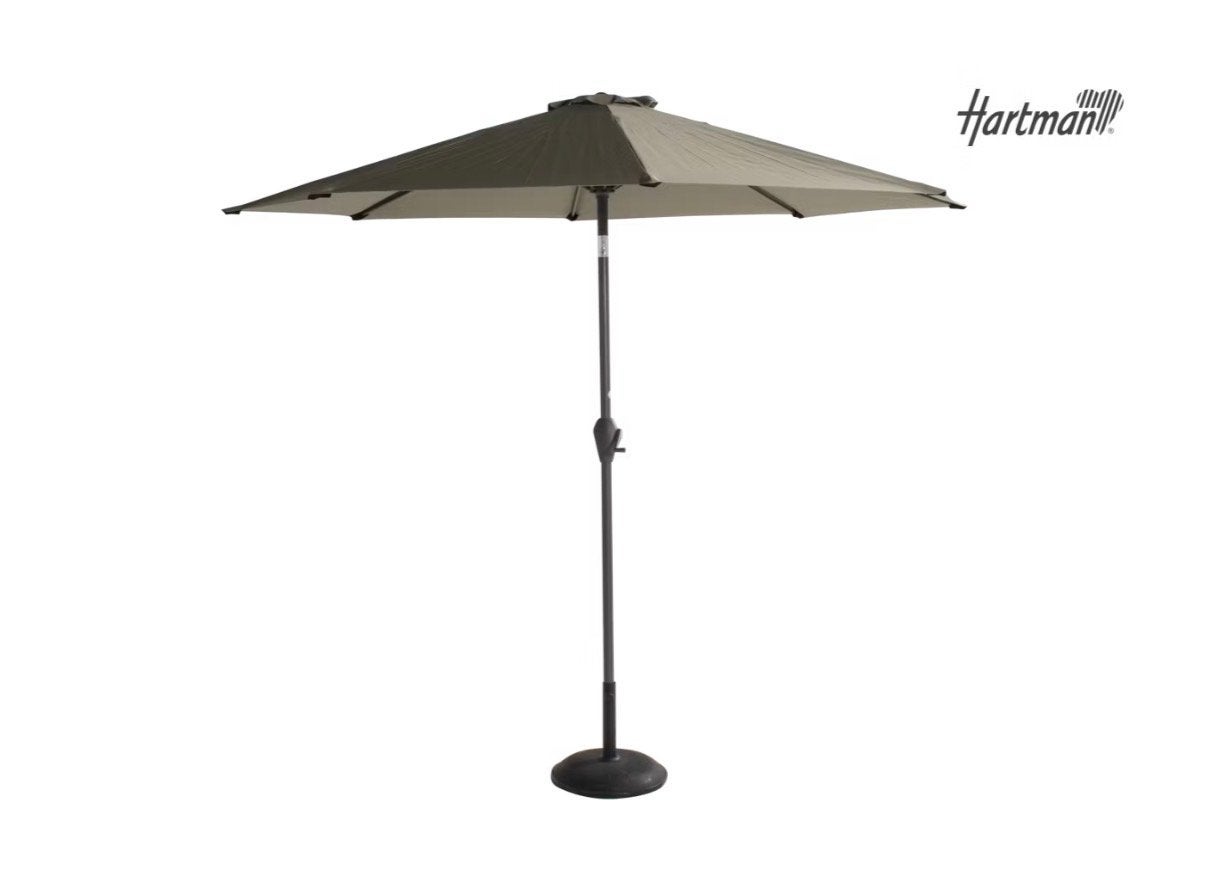 2x Hartman Sunline Parasol Ø270cm, Olijfgroen, nieuw in doos, Nieuw, 2 tot 3 meter, Stokparasol, Kantelbaar