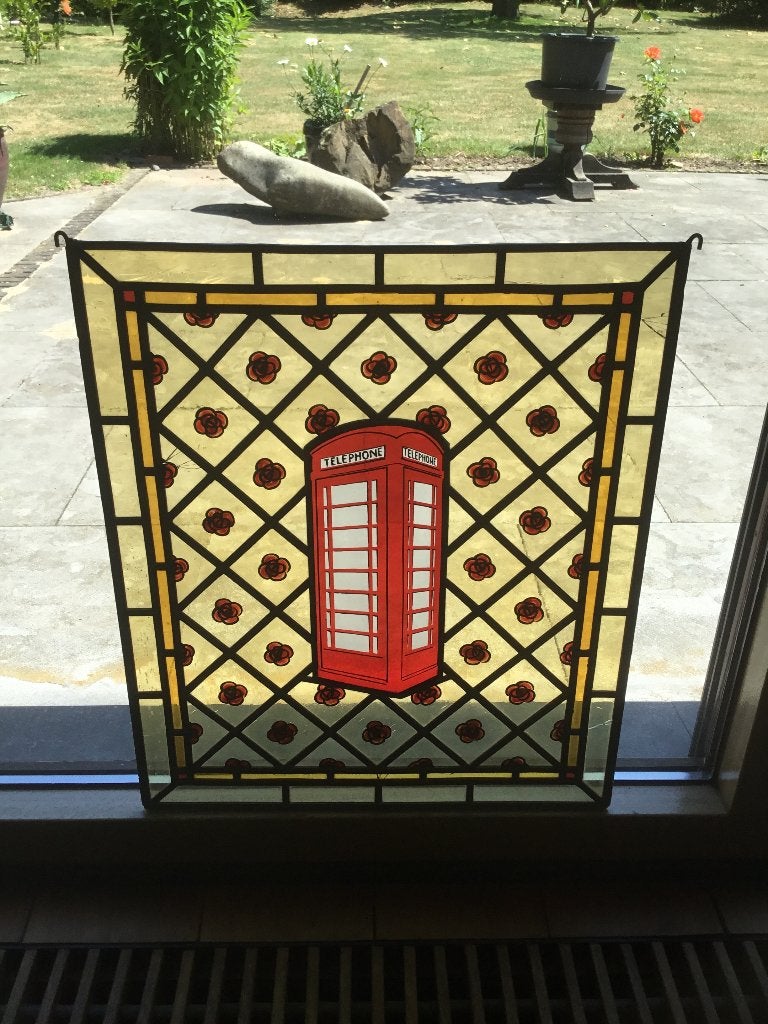 Glas in lood raamhanger   50 cm breed 60cm  hoog, Ophalen of Verzenden