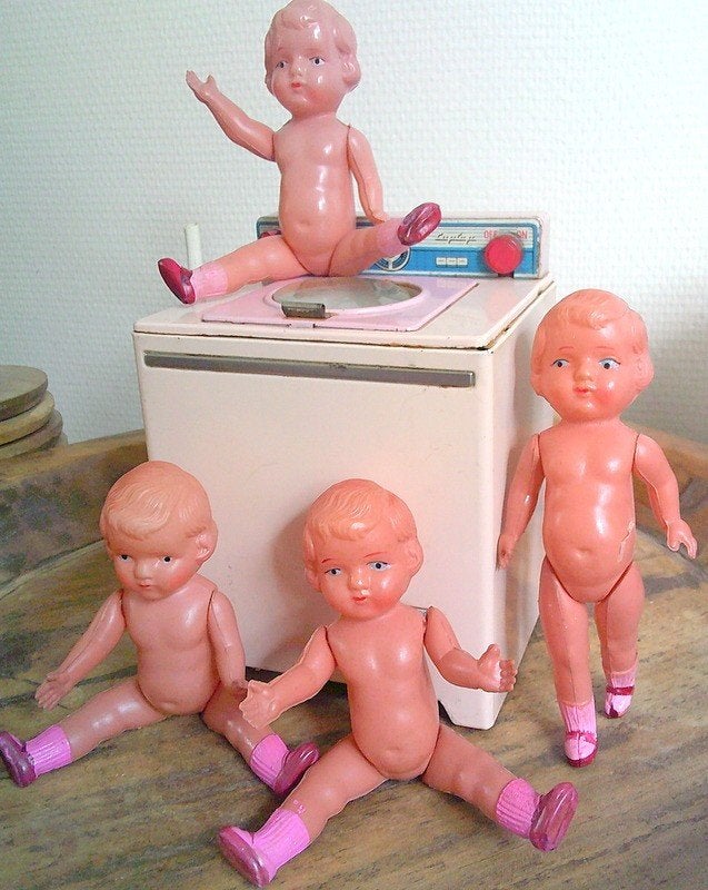 4 VINTAGE Celluloid kleine poppetjes jaren 50, Verzamelen, Ophalen of Verzenden, Gebruikt, Overige typen