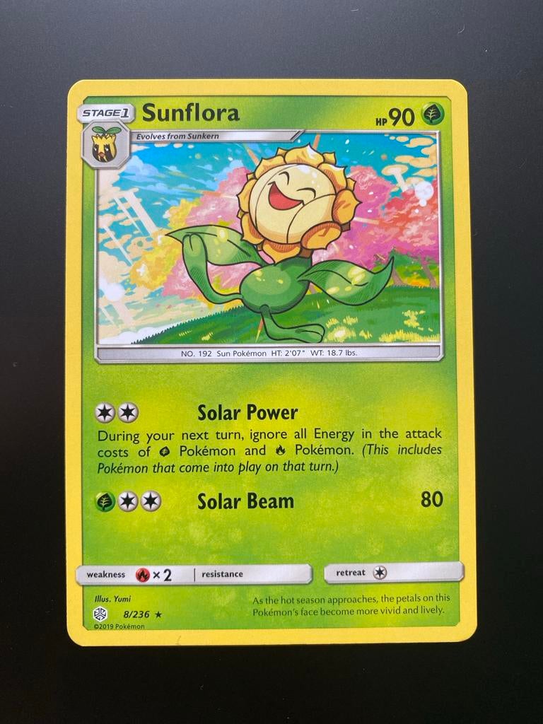 Sunflora 8/236 Pokémon S&M Cosmic Eclipse Mint Packfresh, Ophalen of Verzenden, Zo goed als nieuw, Losse kaart